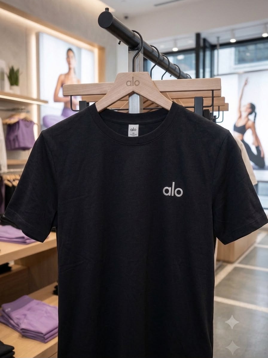 ALO Black Tee – Fabric Zoom Detail	