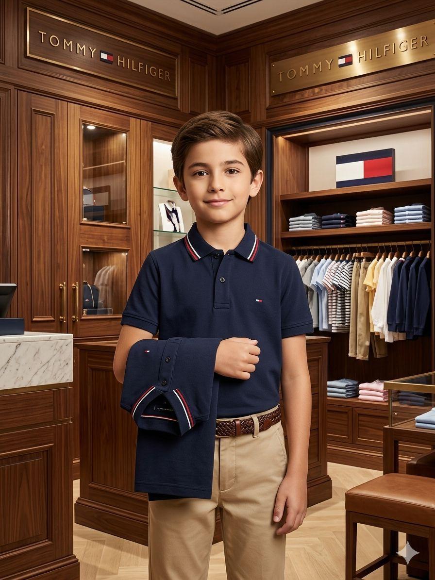 Tommy Kids Navy Blue T-Shirt – Fabric Detail

