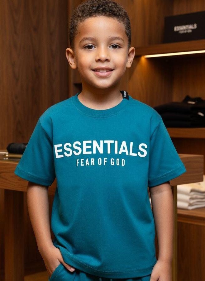 Essentials Kids Blue Co-ord Set – Print Detail Close-up	