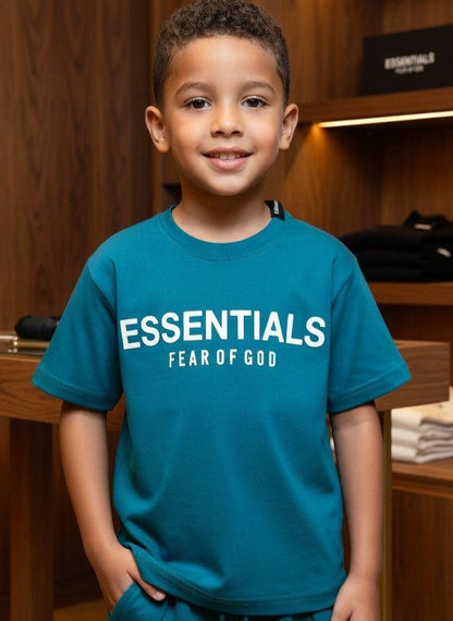 Essentials Kids Blue Co-ord Set – Print Detail Close-up	