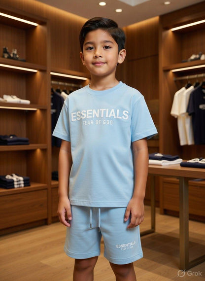 Essentials Kids Sky Blue Co-ord Set – Fabric Detail
