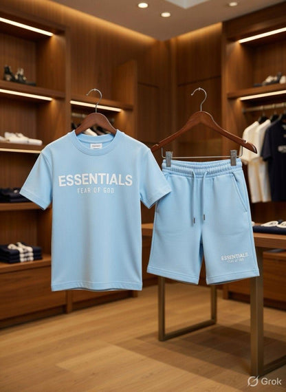 Essentials Kids Co-ord Set in Sky Blue – Front View	