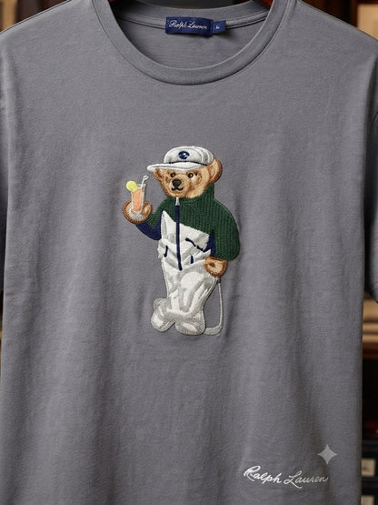 Ralph Lauren Grey Tee – Applique Patch Zoom Detail	