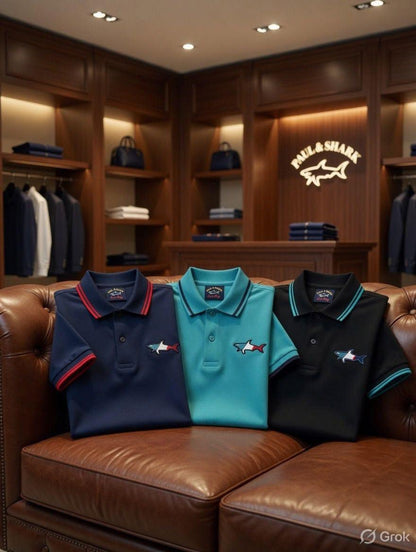 Paul & Shark Kids Jacquard Collar Polos – All 3 Colour Variants
