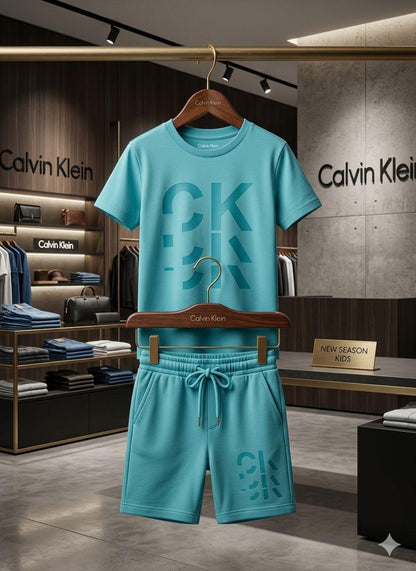 Calvin Klein Kids Shorts & T-Shirt Co-ord Set in Sky Blue
