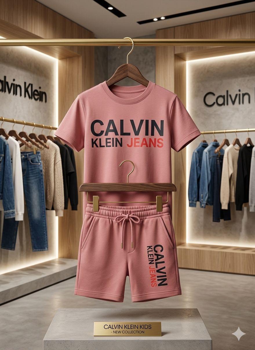 Calvin Klein Kids Shorts & T-Shirt Co-ord Set in Pink
