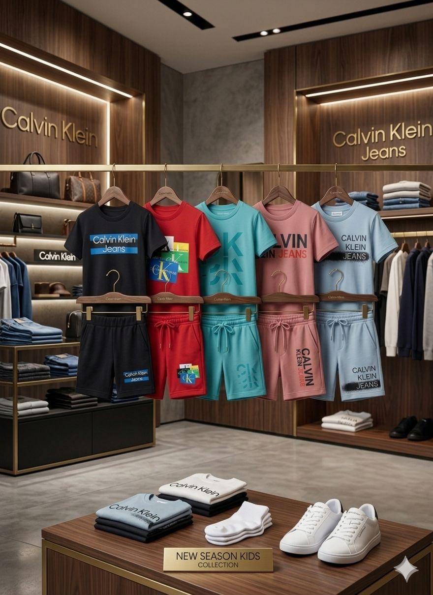 Calvin Klein Kids Co-ord Sets – Pink, Sky Blue, Grey, Red & Black Collection