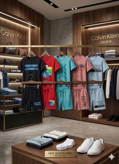 Calvin Klein Kids Co-ord Sets – Pink, Sky Blue, Grey, Red & Black Collection