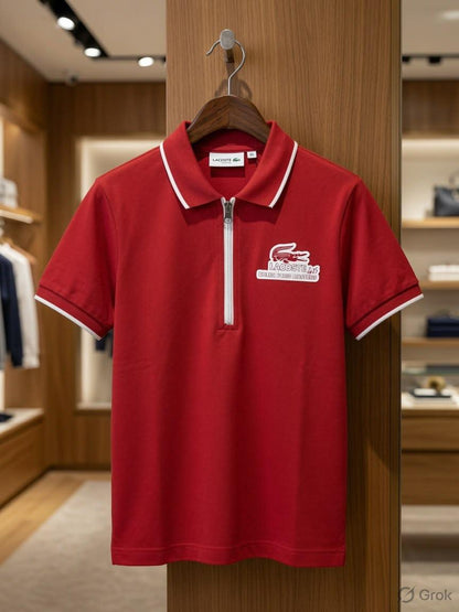 Lacoste Kids Power Lycra Polo in Red – Front View	