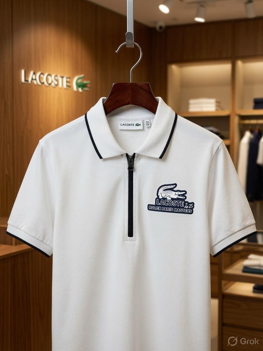 Lacoste Kids Power Lycra Polo in White – Front View	