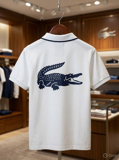 Lacoste Kids Power Lycra Polo in White – Back View
