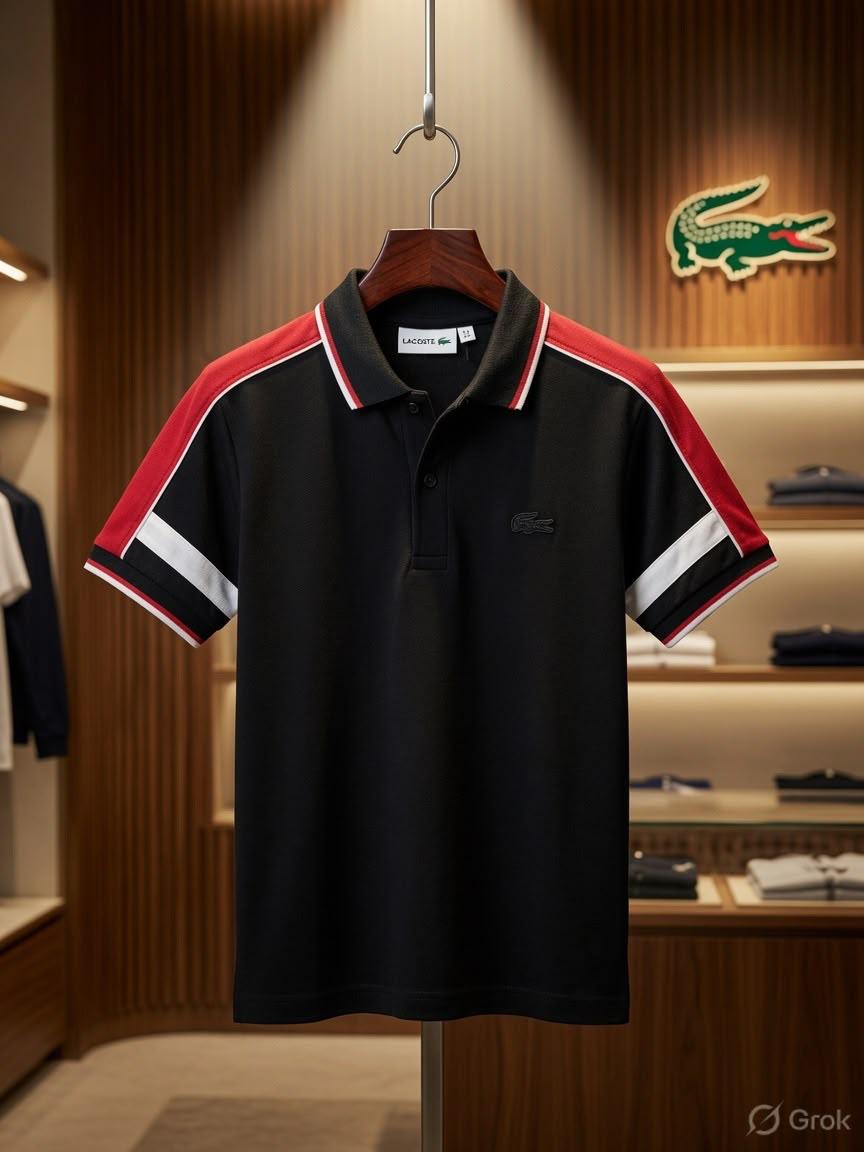 Lacoste Kids Power Lycra Polo in Black
