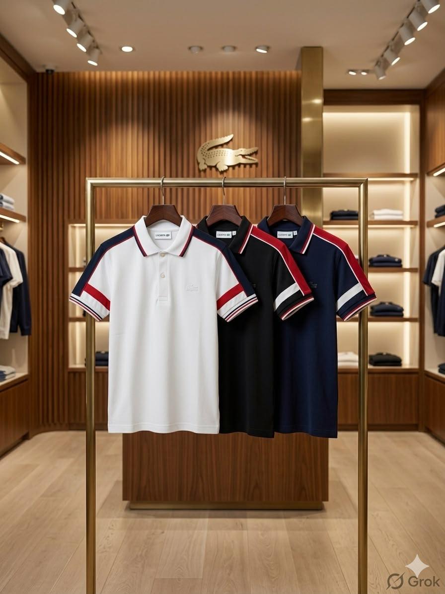 Lacoste Kids Power Lycra Polos – White, Black & Red Collection