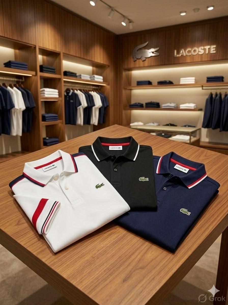 Lacoste Kids Power Lycra Polos – White, Black & Red Collection