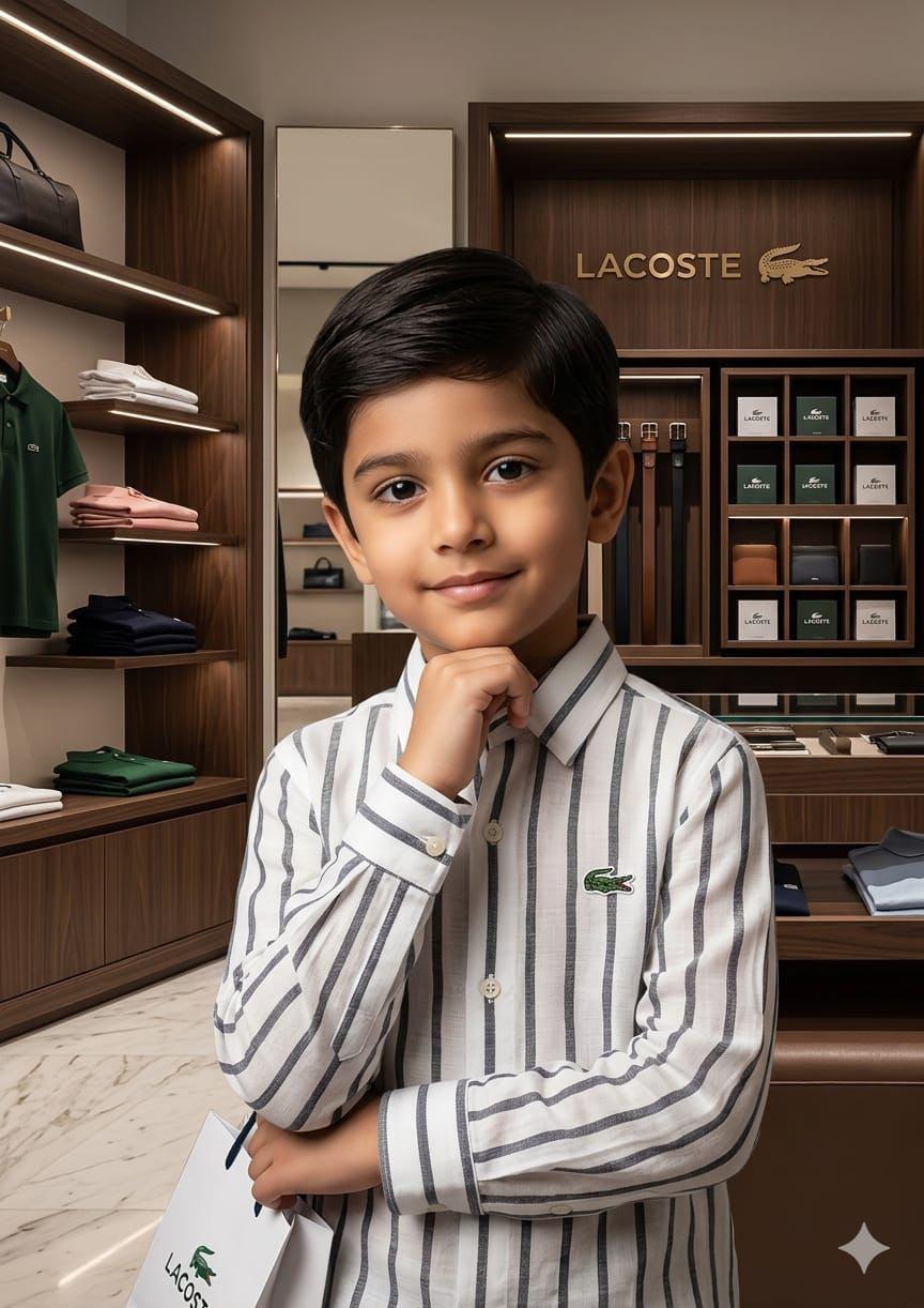 Lacoste Kids White Linen Shirt – Fabric Close-up	
