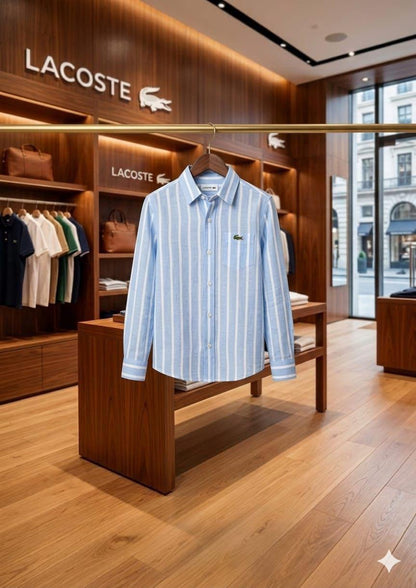 Lacoste Kids Premium Cotton Linen Shirt in Sky Blue
