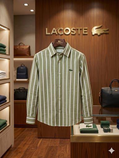 Lacoste Kids Premium Cotton Linen Shirt in Green
