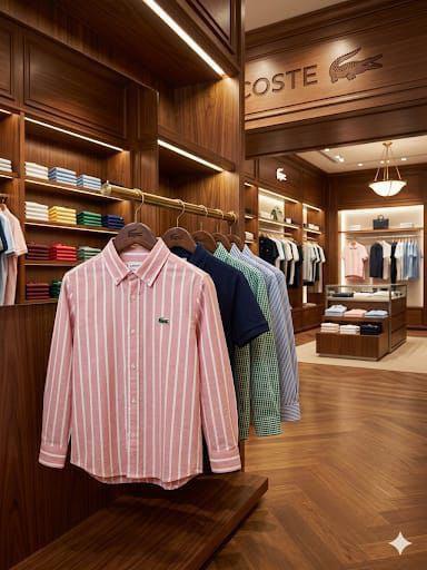 Lacoste Kids Premium Cotton Linen Shirt in Pink
