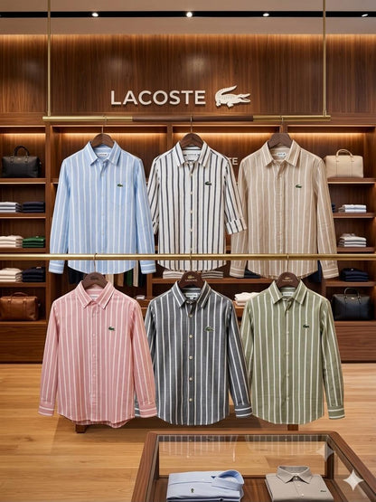 Lacoste Kids Cotton Linen Shirts – White, Sky Blue, Beige, Black, Pink & Green Collection