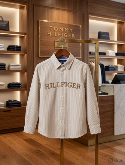 Tommy Hilfiger Kids Premium Cotton Shirt in Beige

