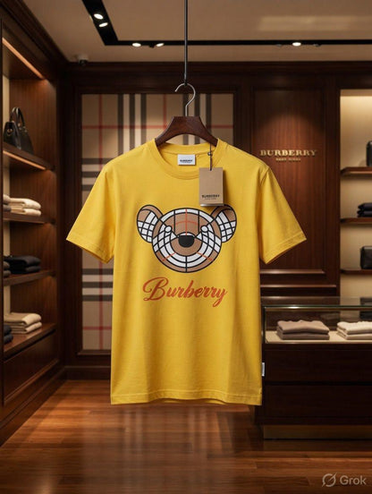 Burberry Kids Crew Neck DTF Print Tee in Yellow
