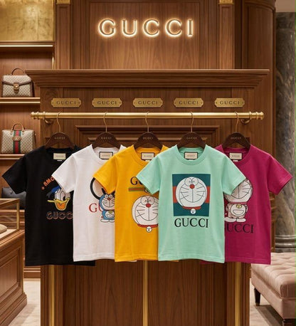 Gucci Kids Digital Print Tees – Black, White, Yellow, Mint Green & Pink Collection
