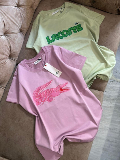 Lacoste Women's Premium Tees – Pink & Green Combo
