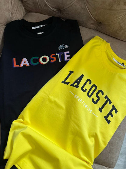 Lacoste Women's Premium Tees – Black & Yellow Combo
