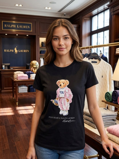 Ralph Lauren Black Tee – Worn by Model Closeup	