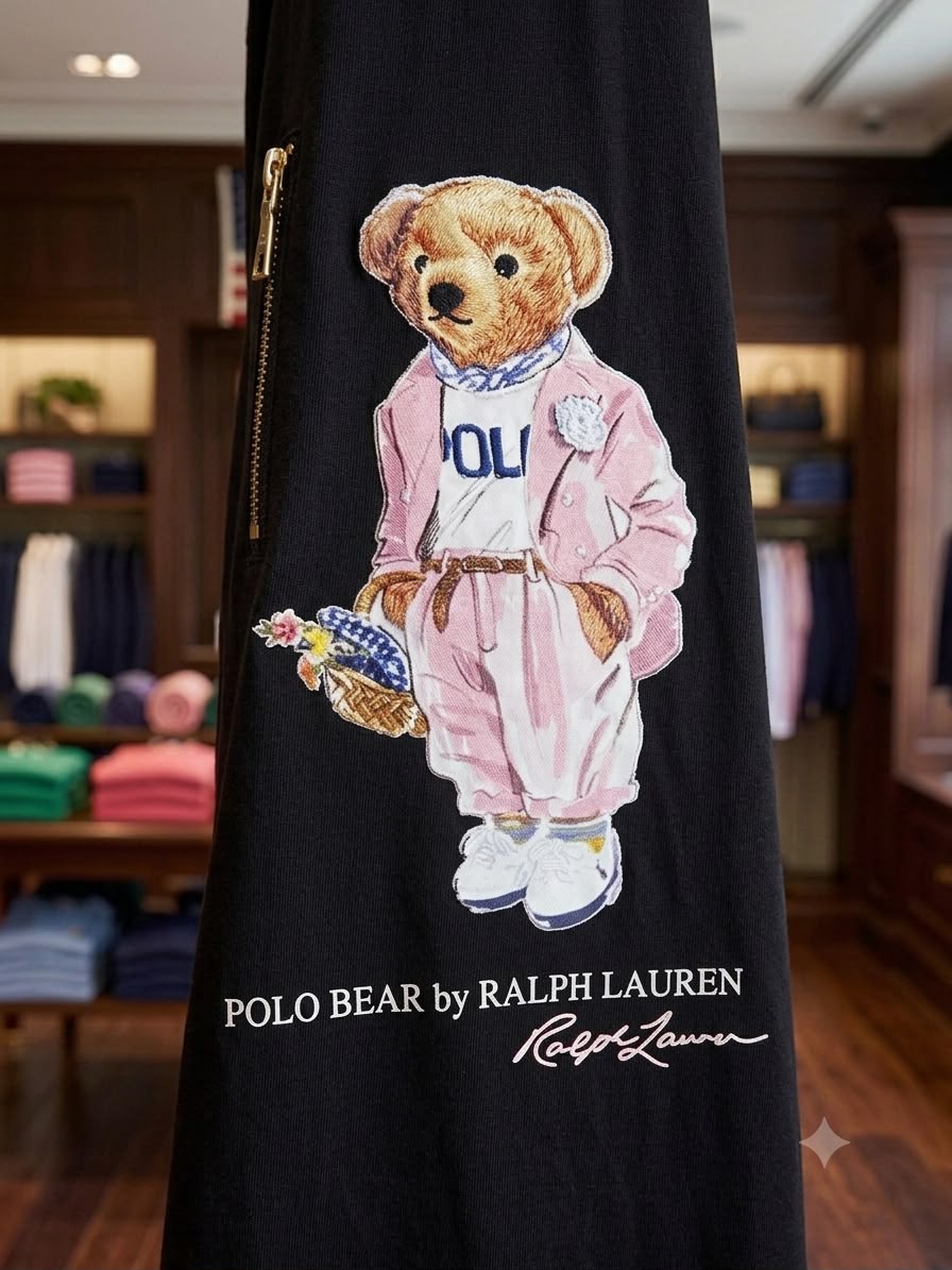 Ralph Lauren Black Tee – Worn by Model Distance Shot
