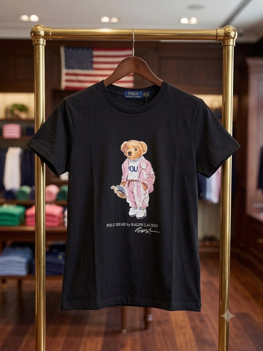 Ralph Lauren Women's Cotton Tee in Black – Product Shot	