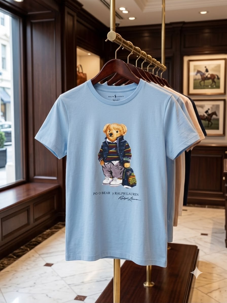 Ralph Lauren Women's Cotton Tee in Sky Blue – Product Shot	