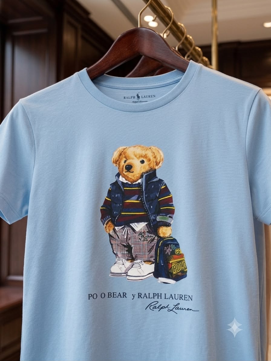 Ralph Lauren Sky Blue Tee – Fabric Zoom Detail	