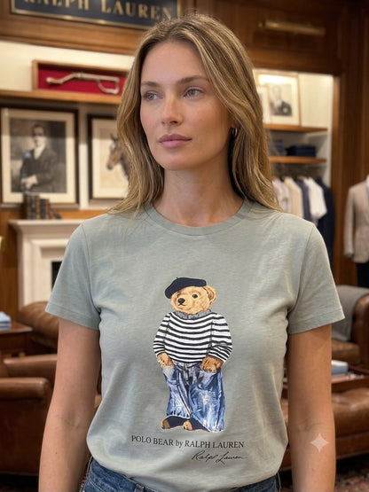 Ralph Lauren Light Green Tee – Worn by Model Closeup	