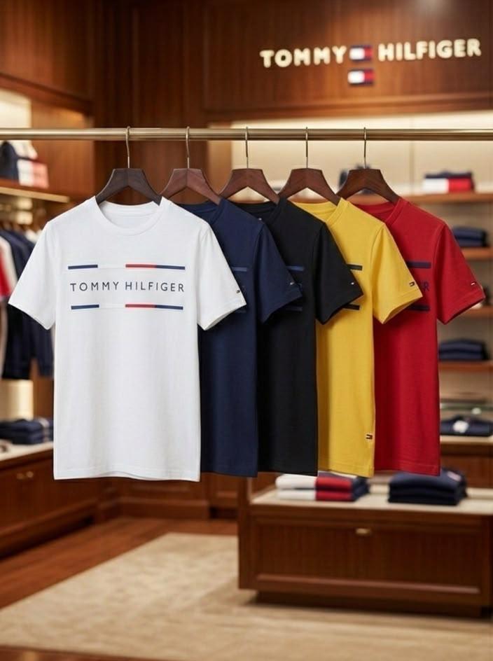 Tommy Hilfiger Kids Round Neck Tees – White, Navy, Black, Yellow & Red Collection