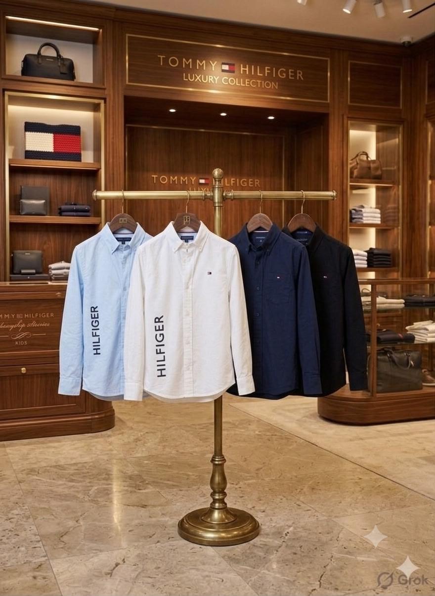 Tommy Hilfiger Kids Cotton Shirts – White, Black, Navy & Sky Blue Collection