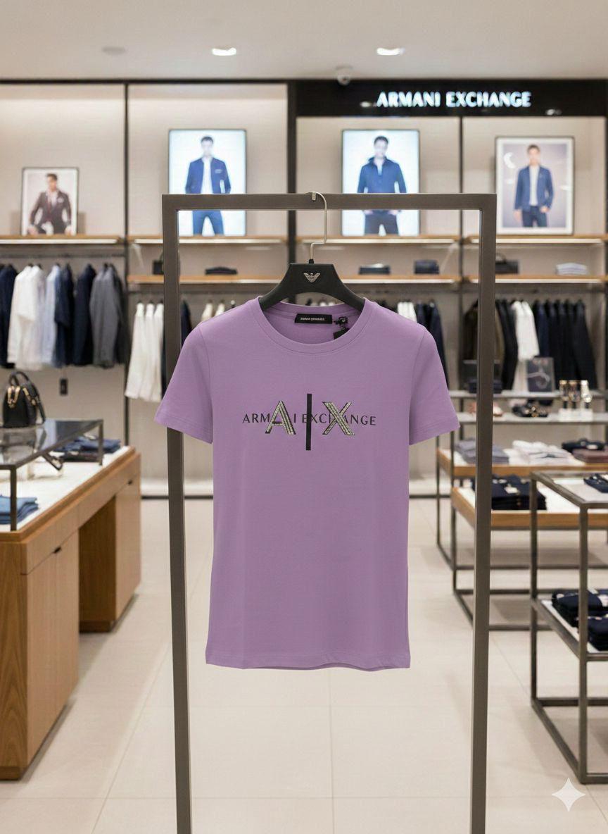 Armani Women's Cotton Peach Tee in Lilac – Product Shot	