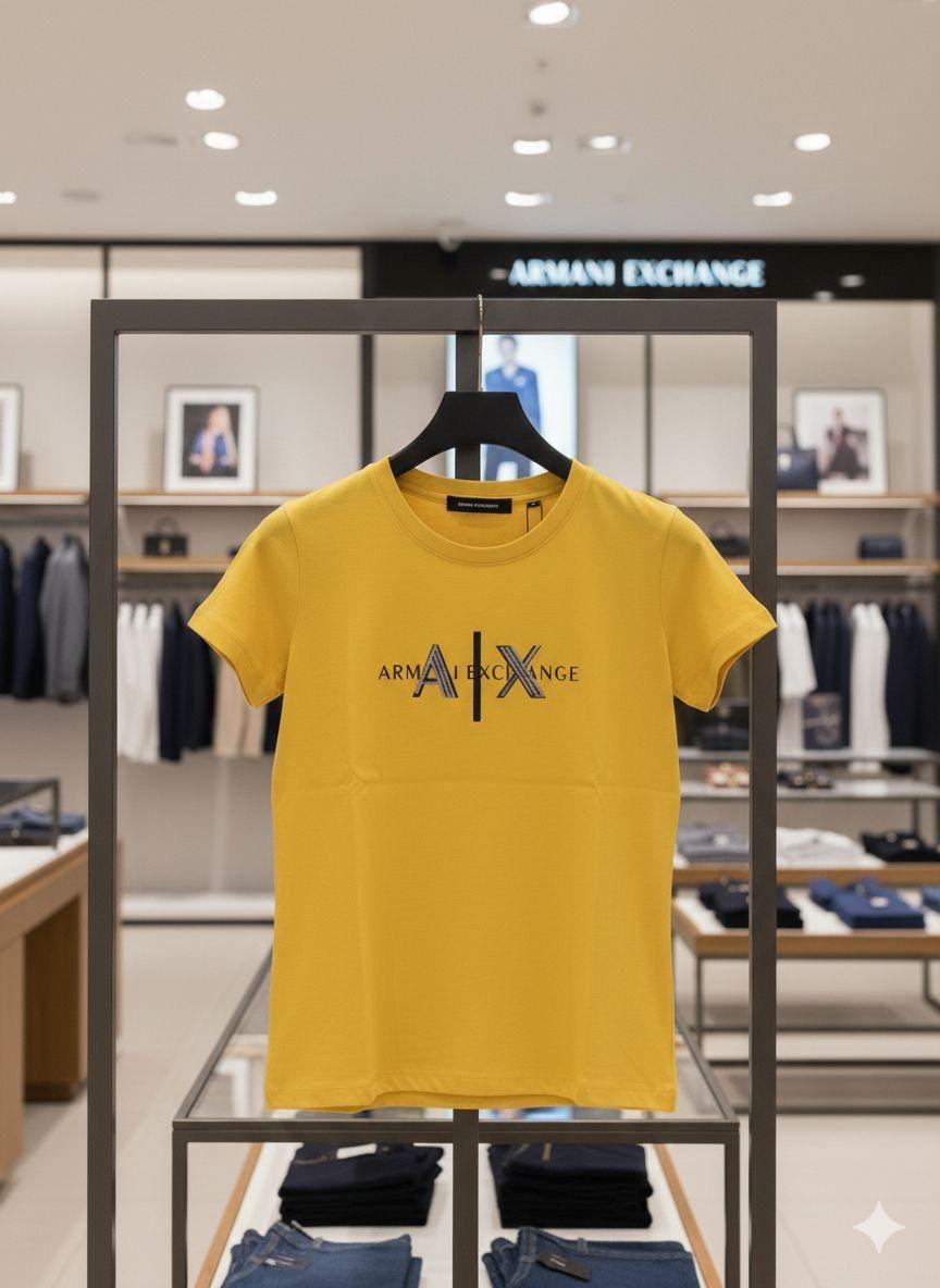 Armani Women's Cotton Peach Tee in Yellow – Product Shot	