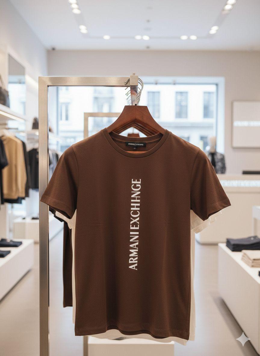 Armani Women's Cotton Peach Tee in Brown – Product Shot	