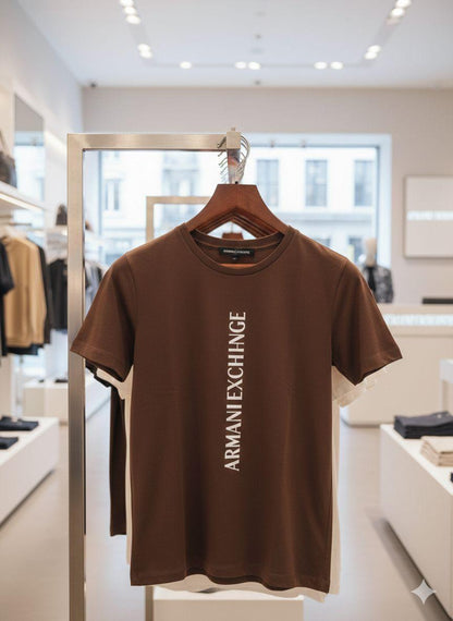 Armani Women's Cotton Peach Tee in Brown – Product Shot	