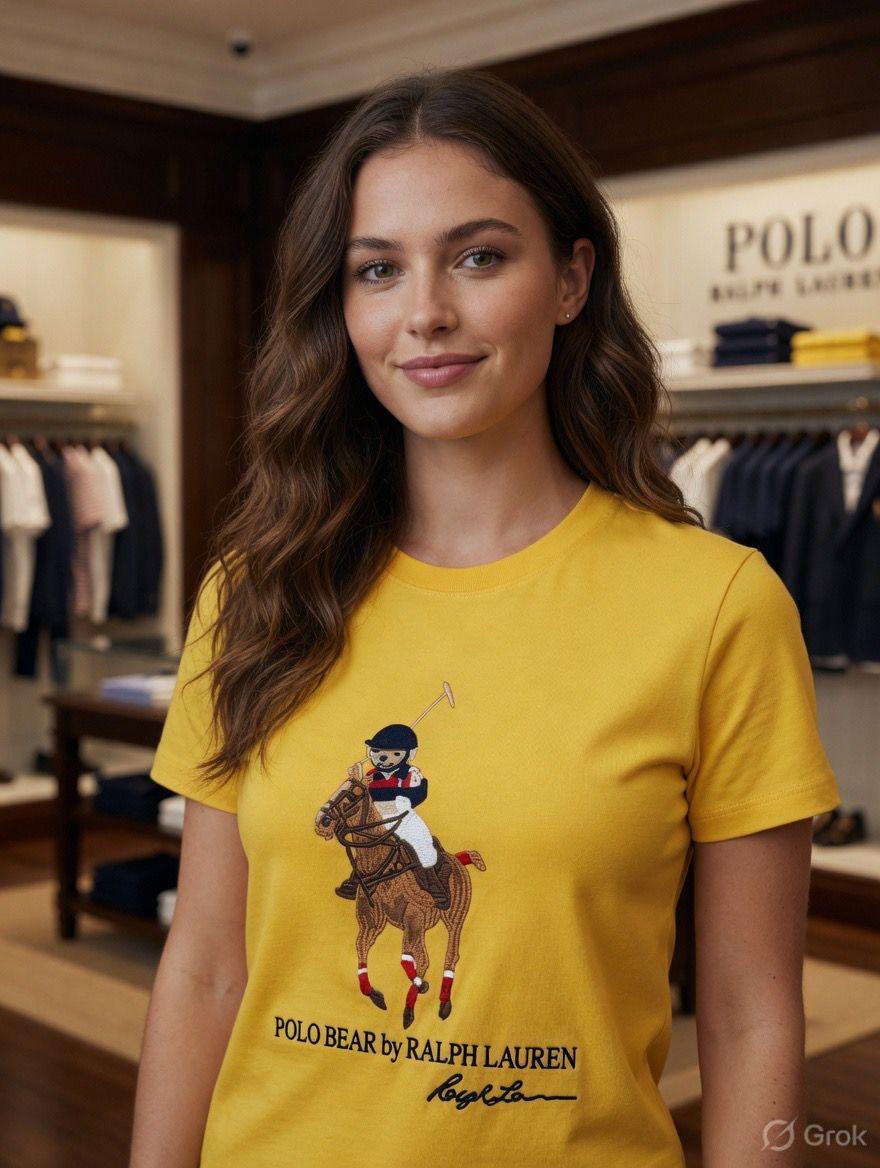 Ralph Lauren Yellow Tee – Worn by Model Closeup	