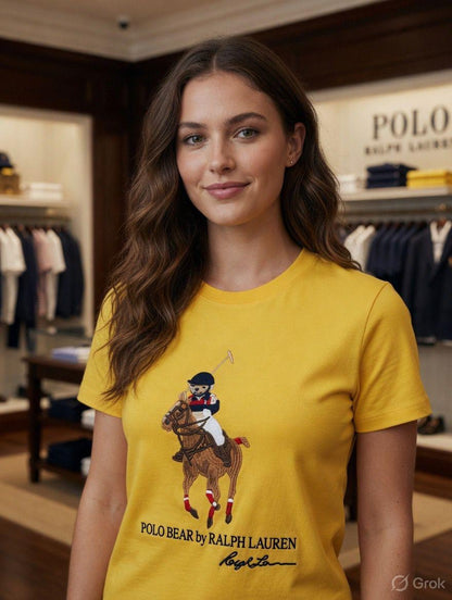Ralph Lauren Yellow Tee – Worn by Model Closeup	