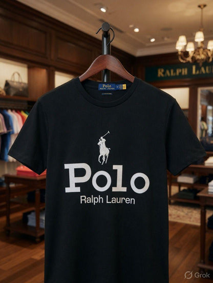 Ralph Lauren Black Tee – Embroidery Zoom Detail	