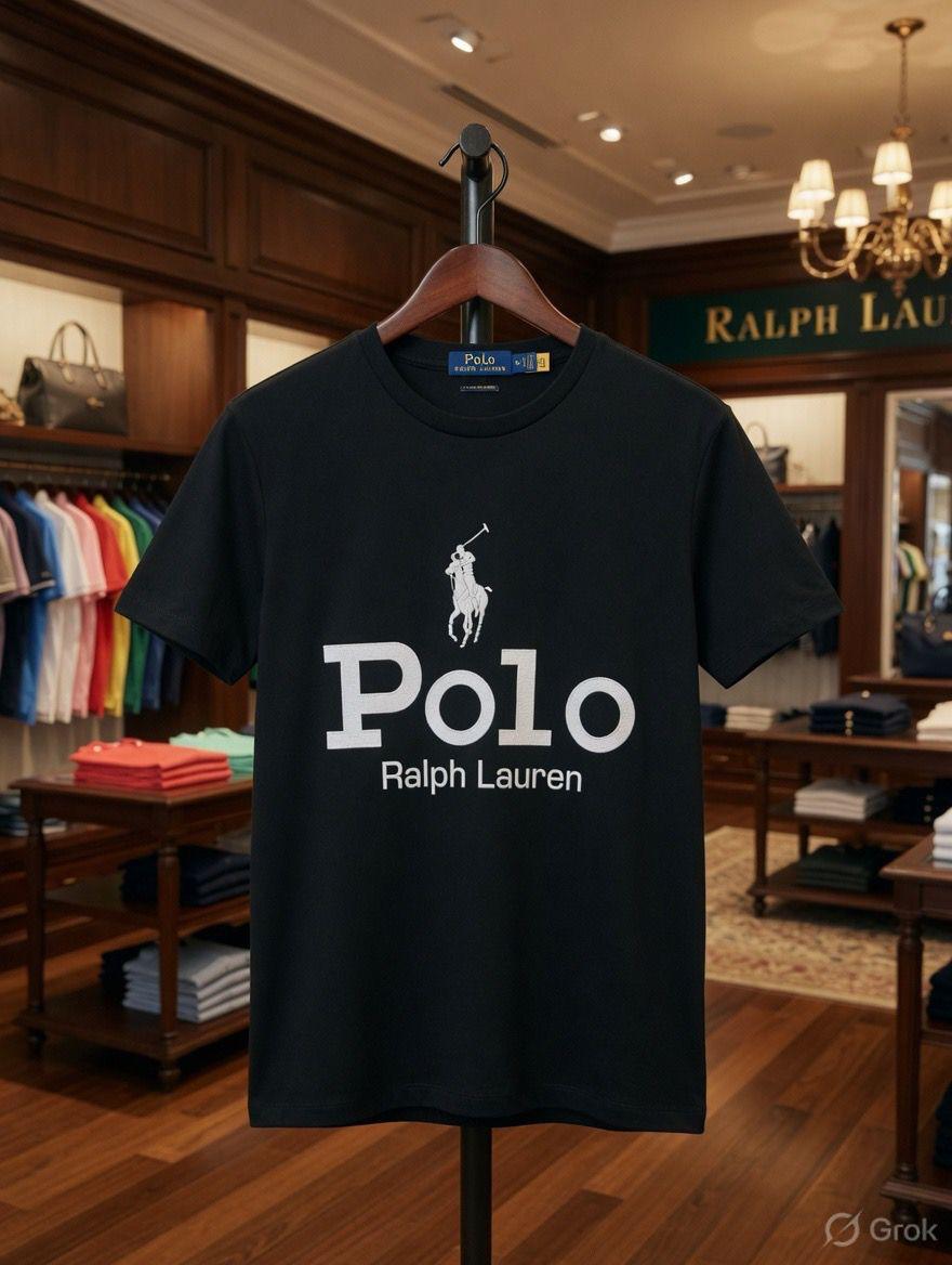 Ralph Lauren Women's Premium Tee in Black – Product Shot	