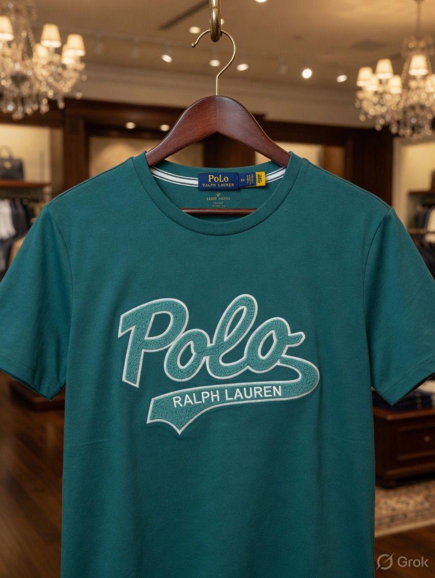 Ralph Lauren Teal Blue Tee – Embroidery Zoom Detail	