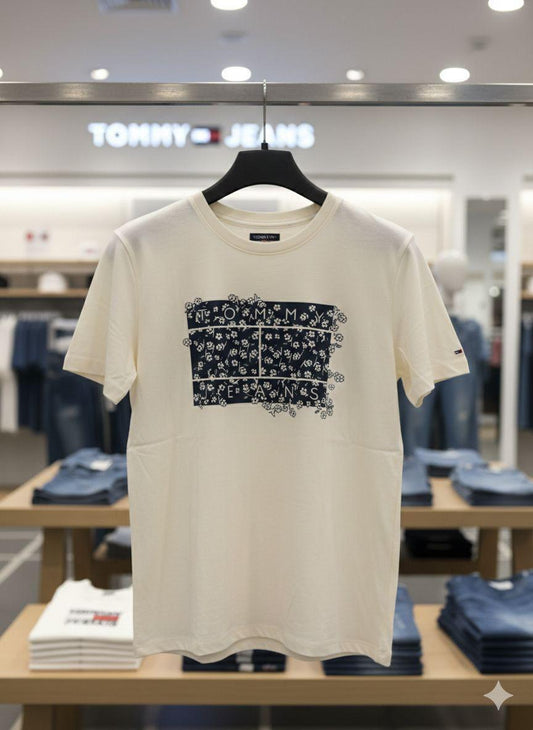 Tommy Women's Relaxed Fit Lycra Tee in White – Product Shot	