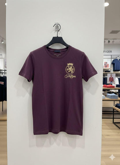 Tommy Women's Relaxed Fit Lycra Tee in Wine – Product Shot	