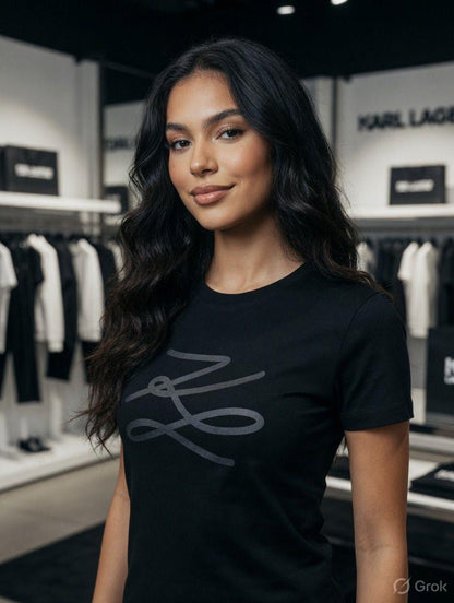 Karl Lagerfeld Black Tee – Fabric Zoom Detail	