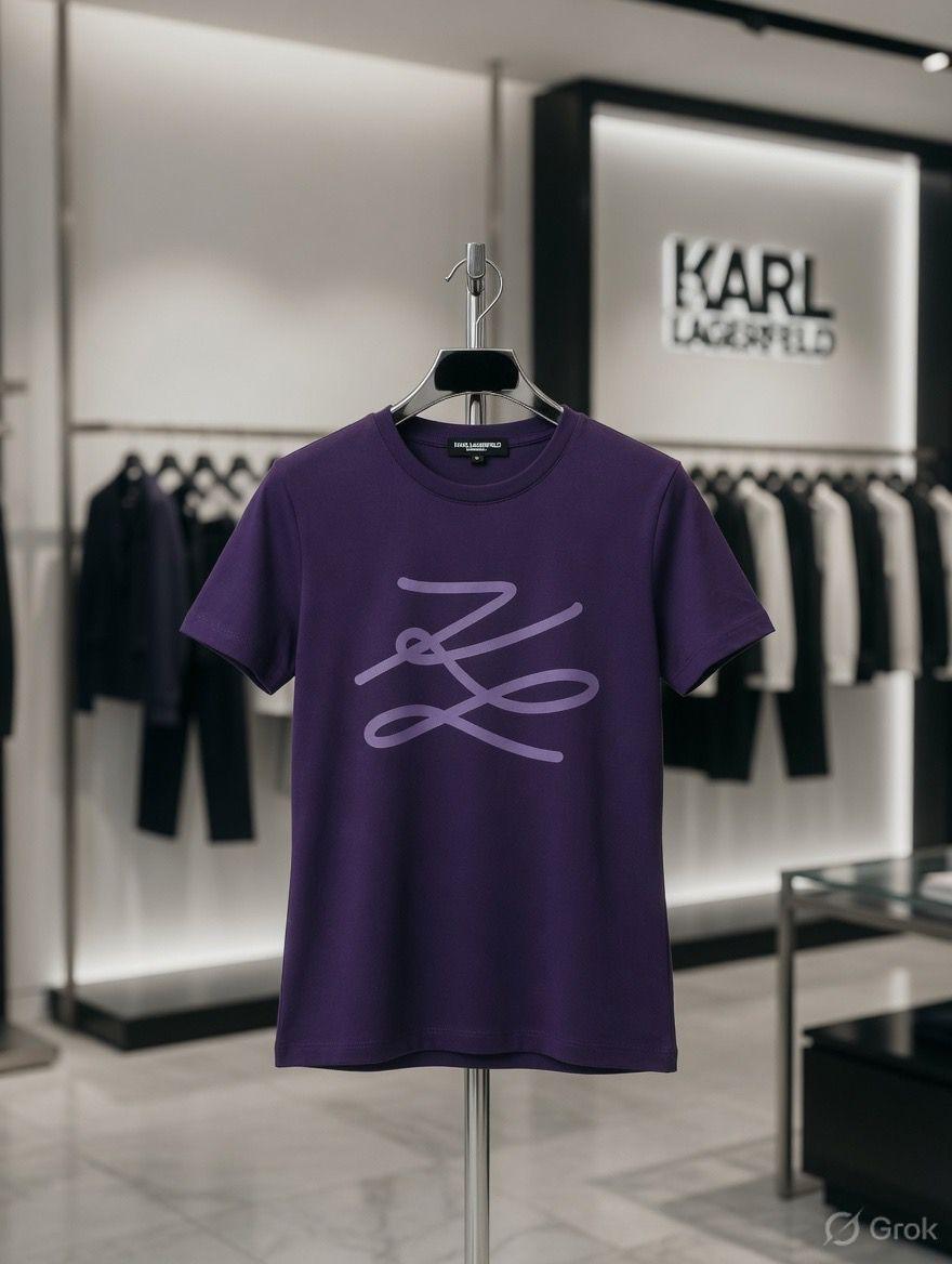 Karl Lagerfeld Women's Cotton Peach Tee in Purple – Product Shot	