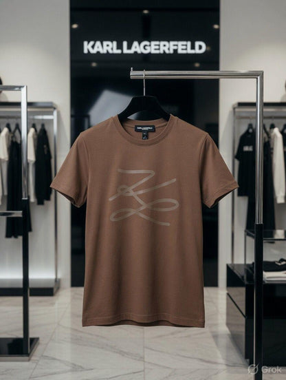 Karl Lagerfeld Women's Cotton Peach Tee in Brown – Product Shot	